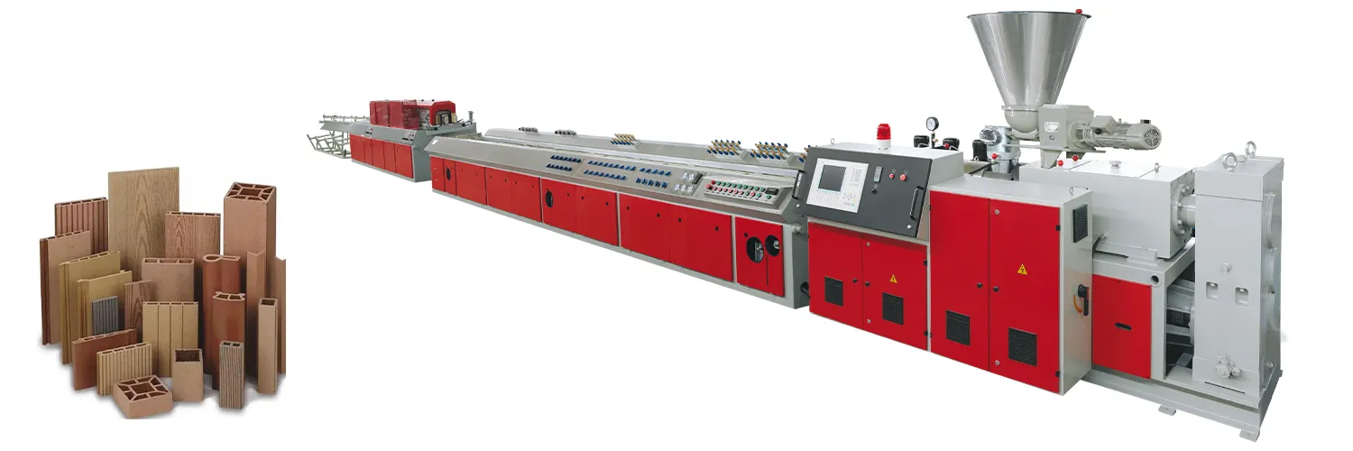 PE PP Wood Plastic Profile Extrusion Line