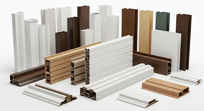 Plastic profile extrusion line